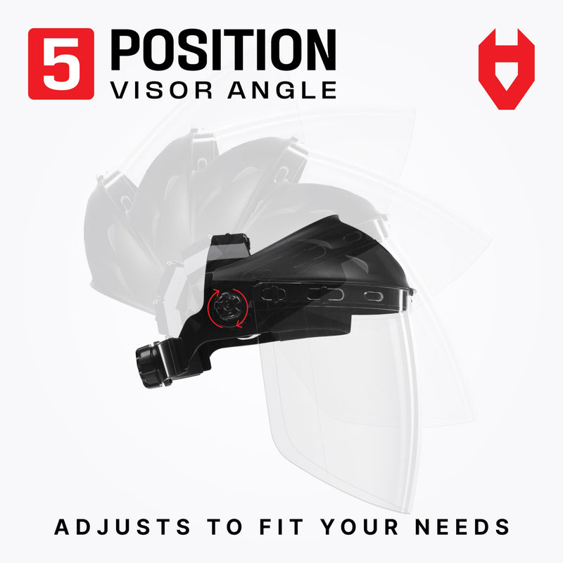 NoCry Premium Safety Face Shield for Grinding and Cutting — Clear Anti-Fog, Impact Resistant Visor and Adjustable Headgear — ANSI Z87.1 Certified for Industrial Use — Washable Sweatbands Included FaceArmor Pro