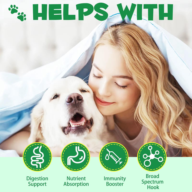 No More Worms - Natural Broad Spectrum Treatment for All Dogs, Herbal Cleanse, Digestive Support for All Breeds, Gut Health, Supplement Drops Enhanced with Probiotics for Puppy & Peros