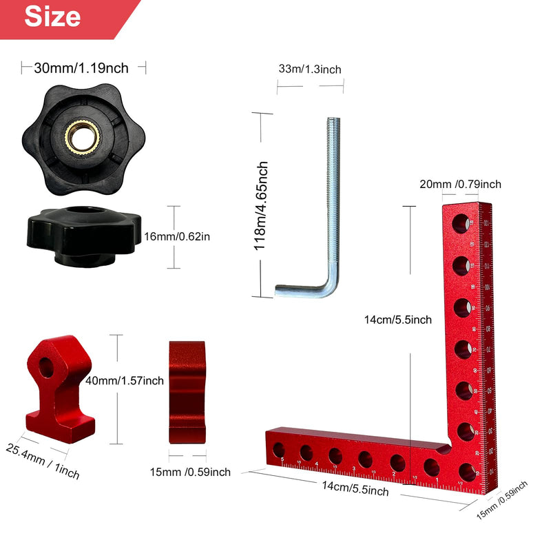 Corner Clamp for Woodworking, 4 Pcs 90 Degree Right Angle Corner Clamps, Premium Aluminum Alloy 5.5"x5.5" Squares for Precise Positioning & Clamping, Ideal for Cabinet & Picture Frame Assembly 4 Pcs Right Angle Clamps