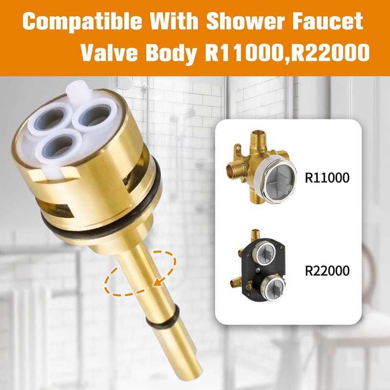RP51918 3 Setting Diverter Cartridge Replacement Kit Compatible With R11000 R22000 Faucet Valve, 3 Way Shower Diverter Valve, No Leakage Brass Construction