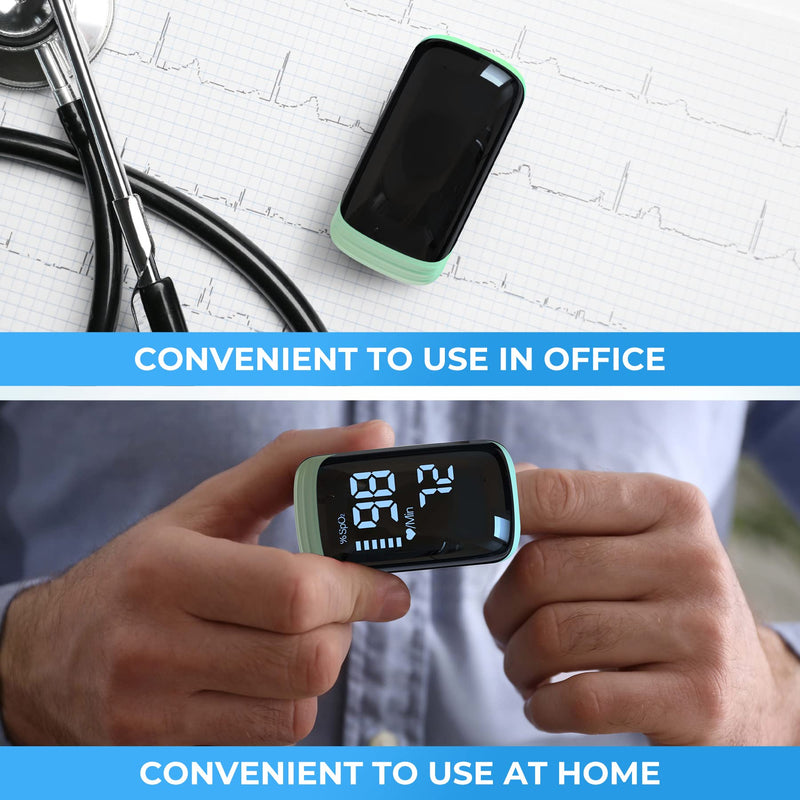 Finger Pulse Oximeter, Fingertip Blood Oxygen Saturation with Pulse Monitor Rechargeable, Accurate Spo2 Reading for Home, Outdoor Sports，Green
