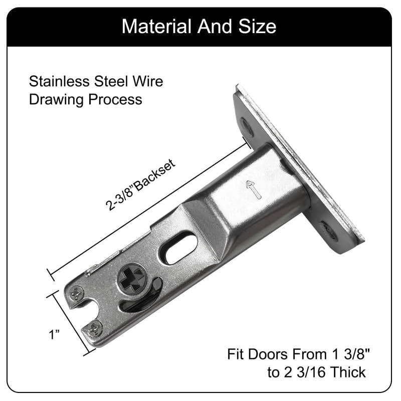 Pocket Door Lock with Edge Pull,Privacy Door Hardware Suitable for Bathroom Bedroom etc Recessed 2 Sided, 2 3/8" Backset, Invisible Hardware for 1 3/8” to 2 3/16” Thickness Door (Sliver+Edge Pull) Sliver+Edge Pull