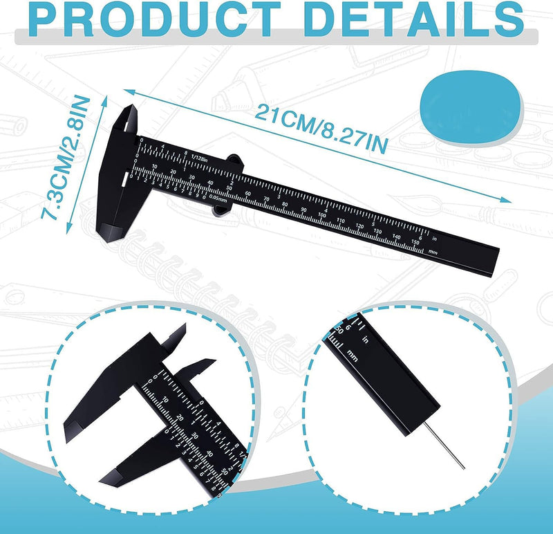 150mm High Accuracy Plastic Double Rule Scale Vernier Caliper Measuring Tool 0.5mm, for Jewelry Measurement, School, Exhibition Gifts, Antique Measurement(Black) Black