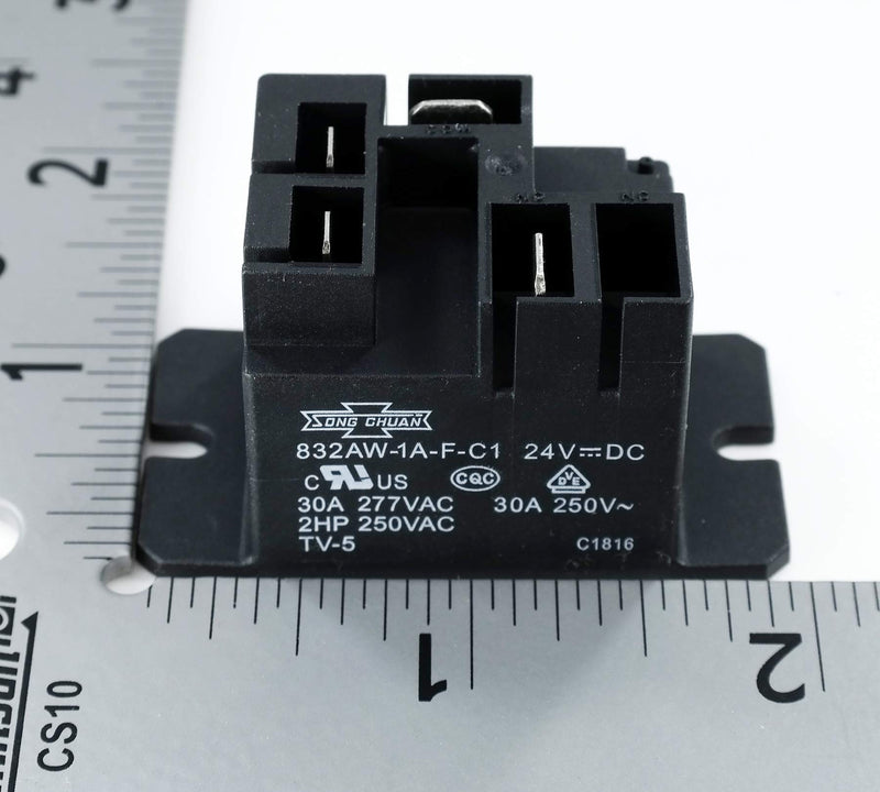 Song Chuan 832AW-1A-F-C1, 24VDC Relay, 240 VAC, 30A General Purpose Relay (Pack of 2)