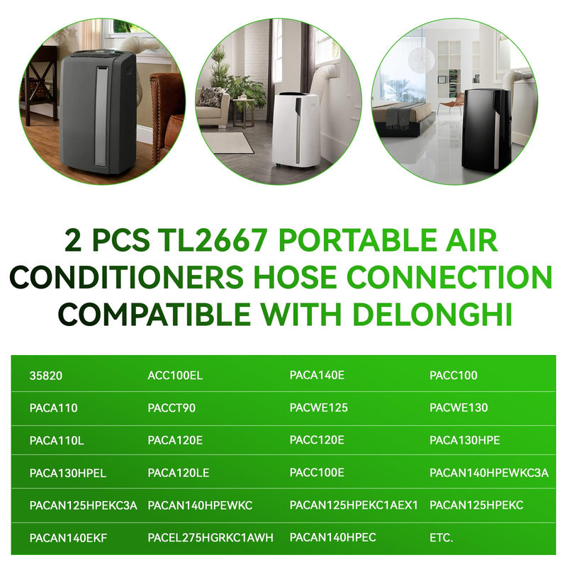 2 Pack TL2667 Hose Inlet for Delonghi Portable AC Exhaust Hose