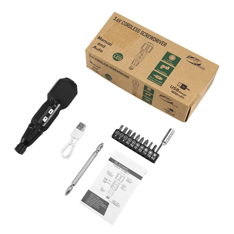 AMIR Electric Screwdriver Cordless, Rechargeable Power Screwdrivers Set, Portable Automatic Home Repair Tool Kit with LED Lights and USB Cable Black - NewNest Australia