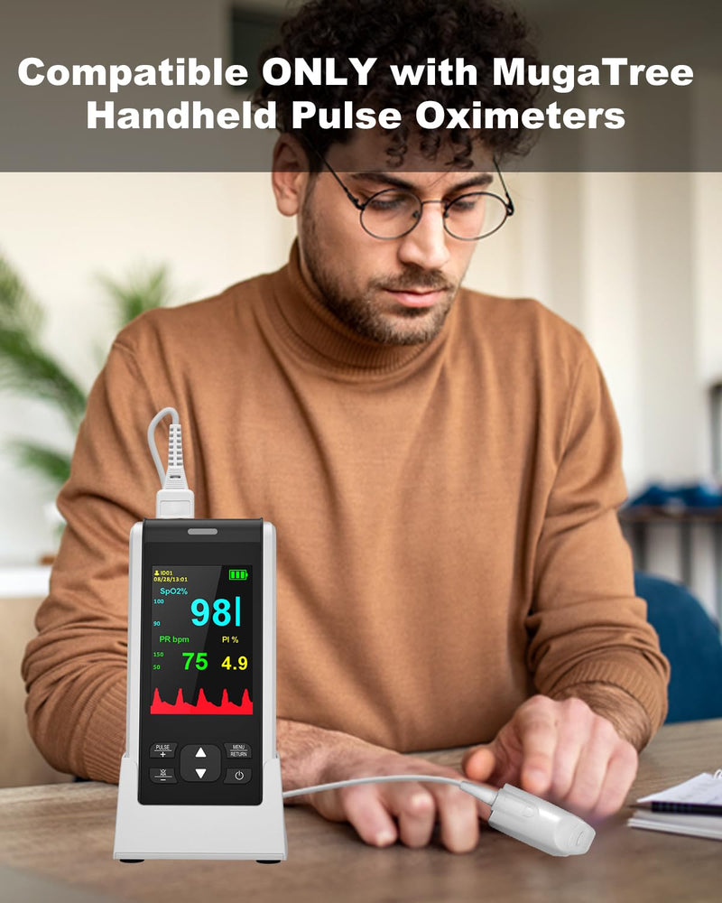 Adult Pulse Oximeter Probe - Compatible with MugaTree Handheld Pulse Oximeter Overnight Oxygen SpO2 Heart Rate Monitor