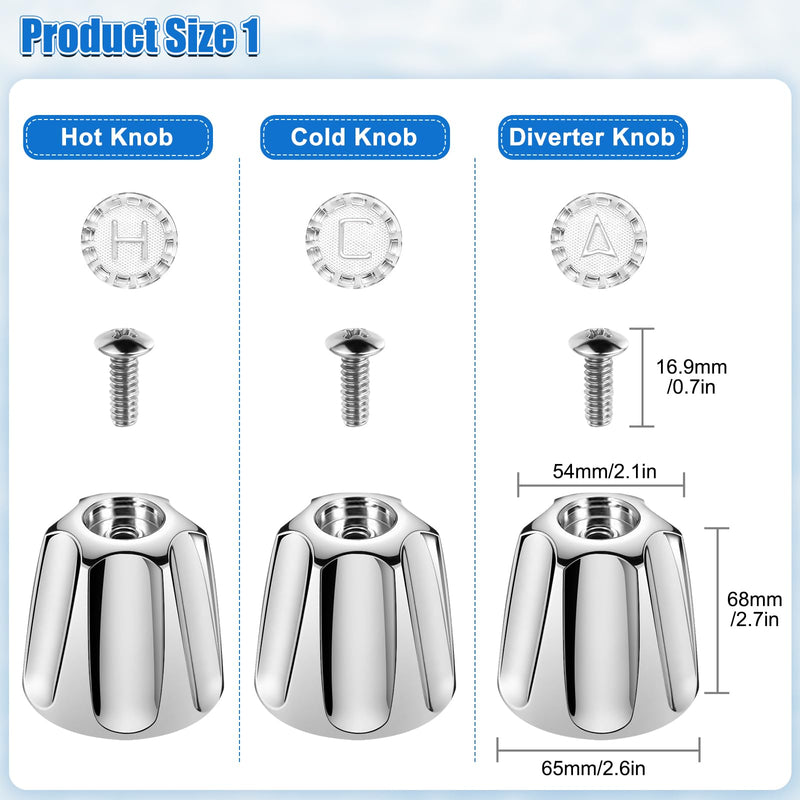 EEEKit Shower Knobs 3 Piece and Bath Tub Spout, Shower Knob Replacement Set with Four in One Tub Adapter Kit, Bathtub Spout Replacement for 1/2'', 3/4'' IPS Inside Thread