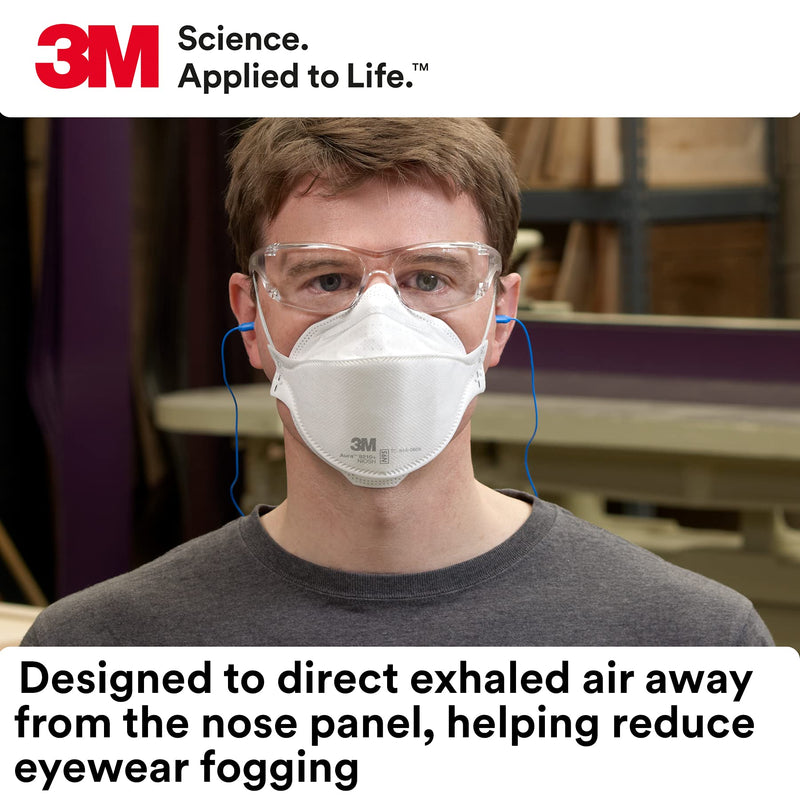 3M Aura Particulate Respirator 9210+, N95, Pack of 20 Disposable Respirators, Convenient Individually Wrapped, NIOSH APPROVED, Stapled Flat Fold Design, Low Profile Design Reduces Eyewear Fogging 1 Pack of 20