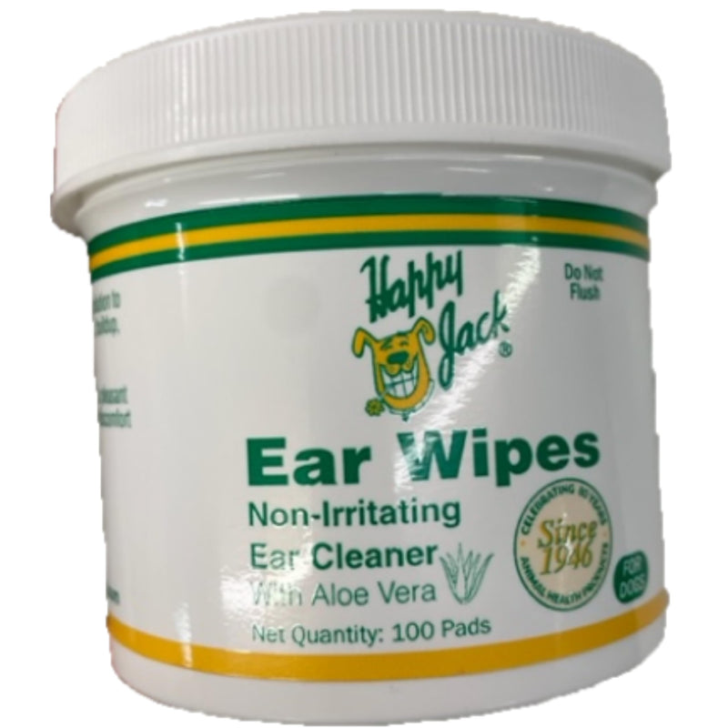 HAPPY JACK Dog Ear Wipes with Aloe Soothe Itch and Discomfort from Dog Ear Infection, Aloe Vera-Cucumber Pet Cleaner Wipes are Great for Pup's Itchy Relief, 100 Ct - PawsPlanet Australia