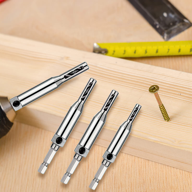 Self Centering Drill Bits Set for Hinges, Center Drill Bits VIX Bit Set with Flat Plastic Storage Case for Wood Woodworking Door Window Cabinet Hinge Total 10 PCS (Silver)