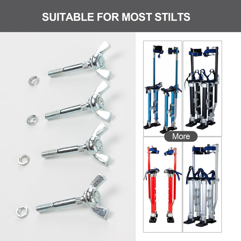 4 Packs Drywall Stilts Wing Bolt Replacement Kits, Stilts Replacement Accessories Wing Nut Kit, Iron Galvanized Wing Butterfly Screws Bolts for Drywall, Construction, Painting, Tripod
