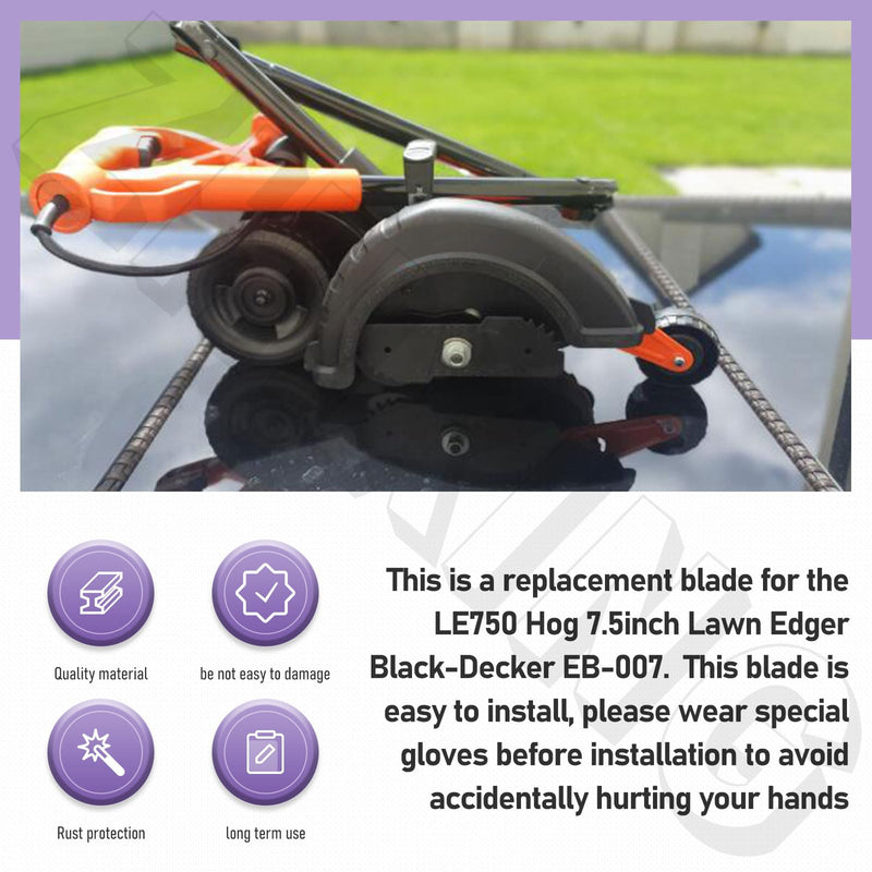EB-007 7.5-Inch Edge Hog Heavy-Duty Edger Replacement Blade, Compatible with Black-Decker Heavy Duty Edger, 4chunk Indicators - Fits Model LE750, LE710, LE760