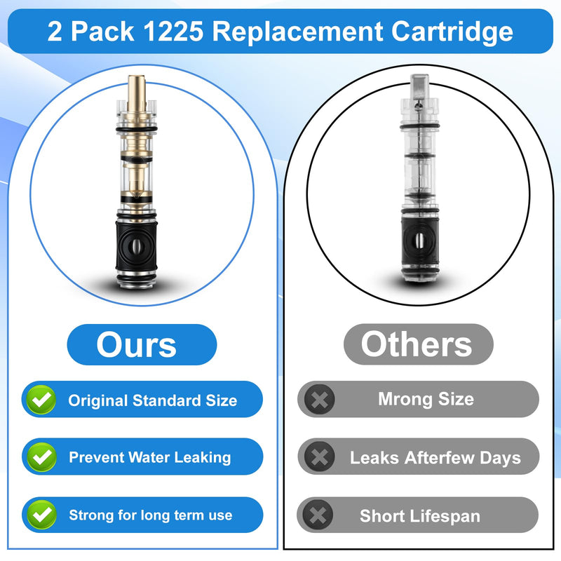 Dual Seal 1225 Replacement Cartridge, Compatible with Moen 1225 1225B, One Handle Bathroom Faucet Cartridge Replacement, for Single Handle Faucet/Showers, Brass