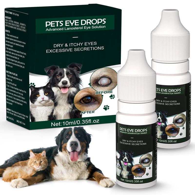 BrennenstuhlCataract Drops for Dogs - Pet Dog Eye Drops for Relieving Eye Itching and Clean Tear Stains - Removing Eye Stains - Improving Clarity - All Natural Pet Eye Health Care (2 X 10 ml) Green