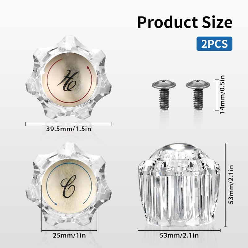 Bathroom Faucet Knobs Replacement, Bathtub Faucet Handles 1 Pair Hot and Cold 2 Knobs with A Screwdriver and Screws for Delta LDR Delex Peerless Faucets