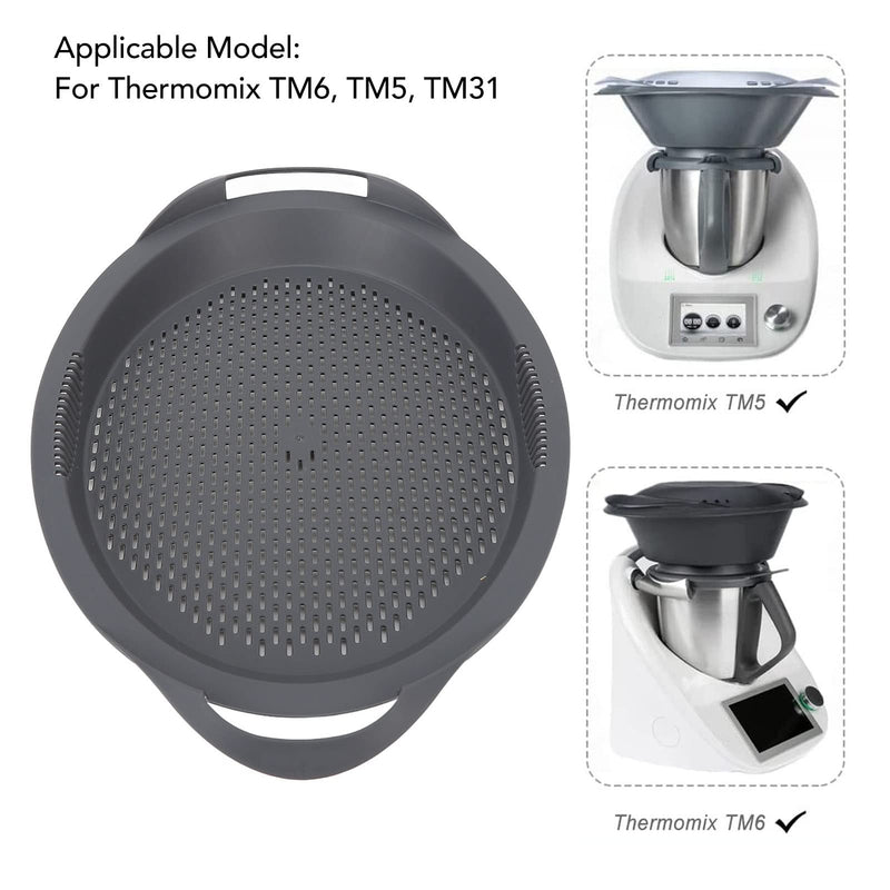 Raguso Crisper Tray Cooking Pan Food Grade Material Cooking Machine Steaming Tray Compatible Container Handles for Varoma TM6 TM5 TM31