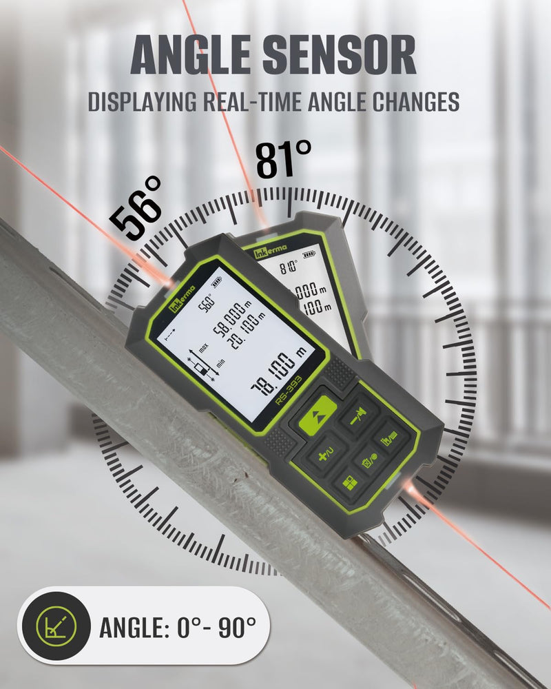 Dual Laser Measuring Tool, Bilateral Laser Measurement Tool, Rechargeable Laser Measure with Angle Sensor, Ft/in/M Multiple Units, Pythagorean Mode, Area and Volume 393ft - NewNest Australia