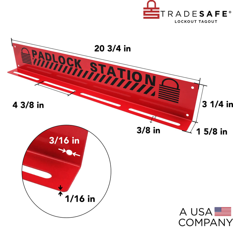 TRADESAFE Lockout Tagout Locks Station - Loto Station for Safety Padlocks, Loto Locks Rack Holds up to 20 Lockout Locks, No Loto Lock Included 20 padlocks (Unstocked)