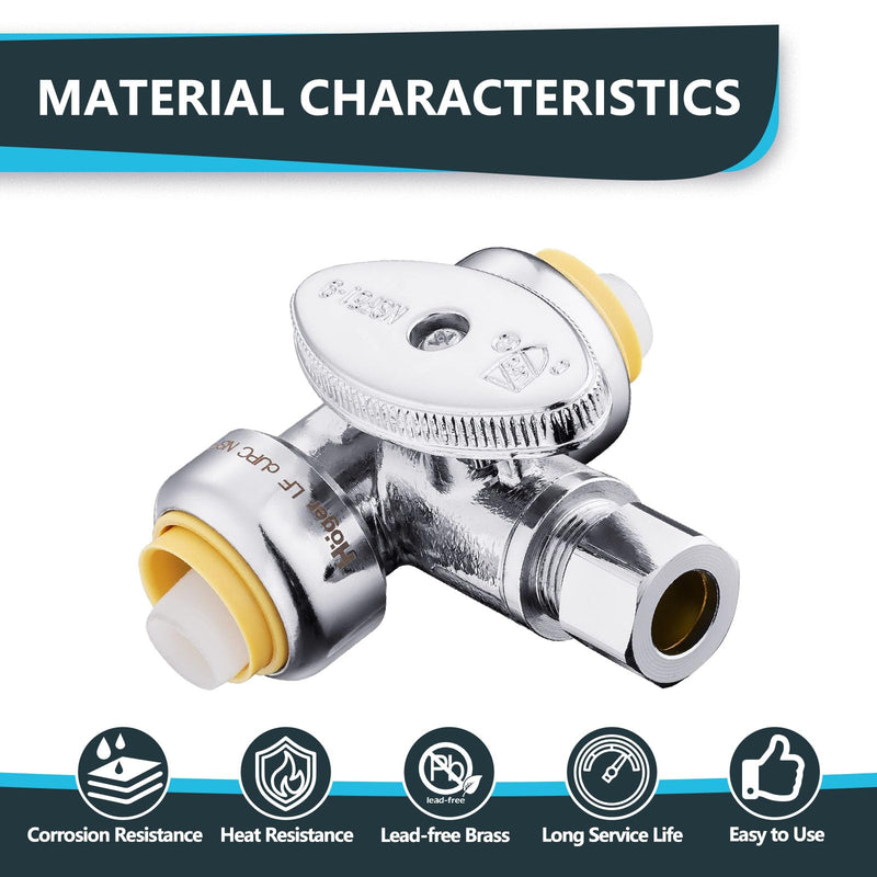 2P Seelink 1/2" Push x 1/2" Push x 3/8" OD Tee Stop Valve(PF-VALVE042-2) 2 1/2"PFx1/2"PFx3/8"OD