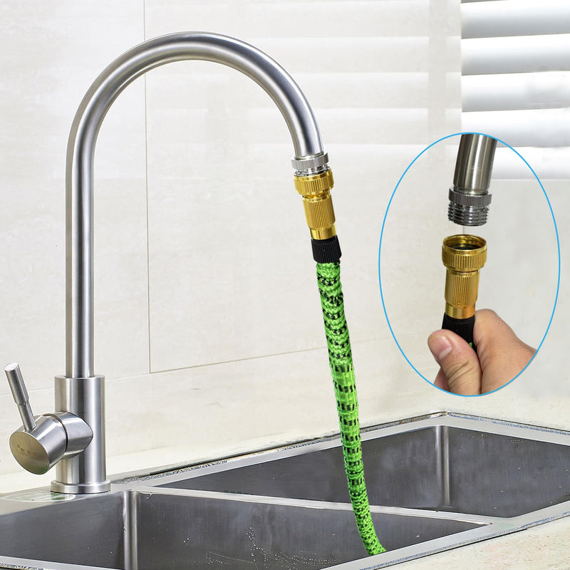 XINTONG - Faucet Adapter with Aerator, Faucet To Garden Hose Adapter, Kitchen and Bathroom Faucet Adapter to Garden Hose, Hose Attachment to Sink with 3/4" GHT Thread, Brass Chrome