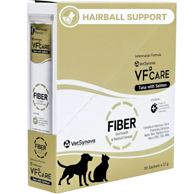 Fiber for Cats & Dogs – Tuna with Salmon – Cat Hairball Remedy & Cat Constipation Relief – 6 Functional Fibers with Prebiotics for Gut Health, Hairball Control – 30 Sachets