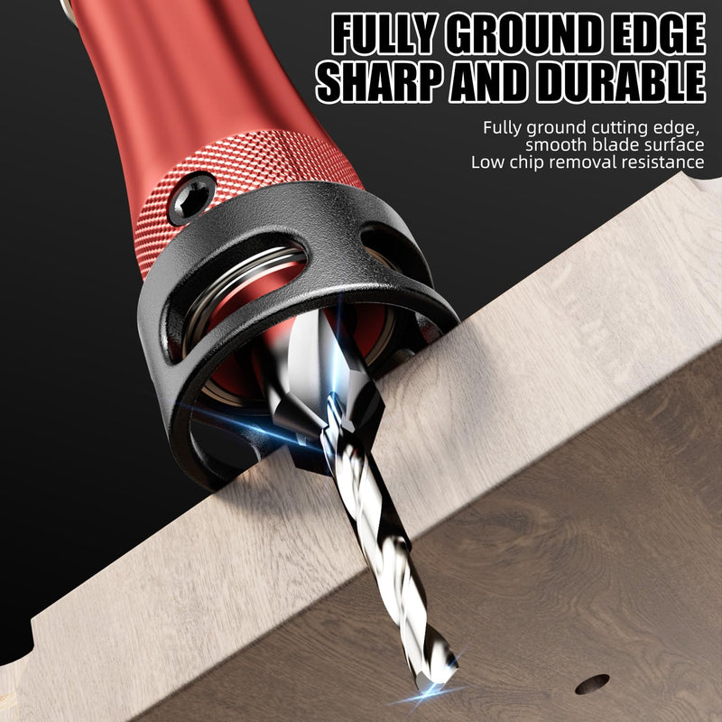 10 in 1 Multifunctional Countersink Drill Bit Set with Red Aluminum Handle Adjustable Depth Limit Countersink Drill Bits for Wood Professional Woodworking Tool Kit Making the Cut Store