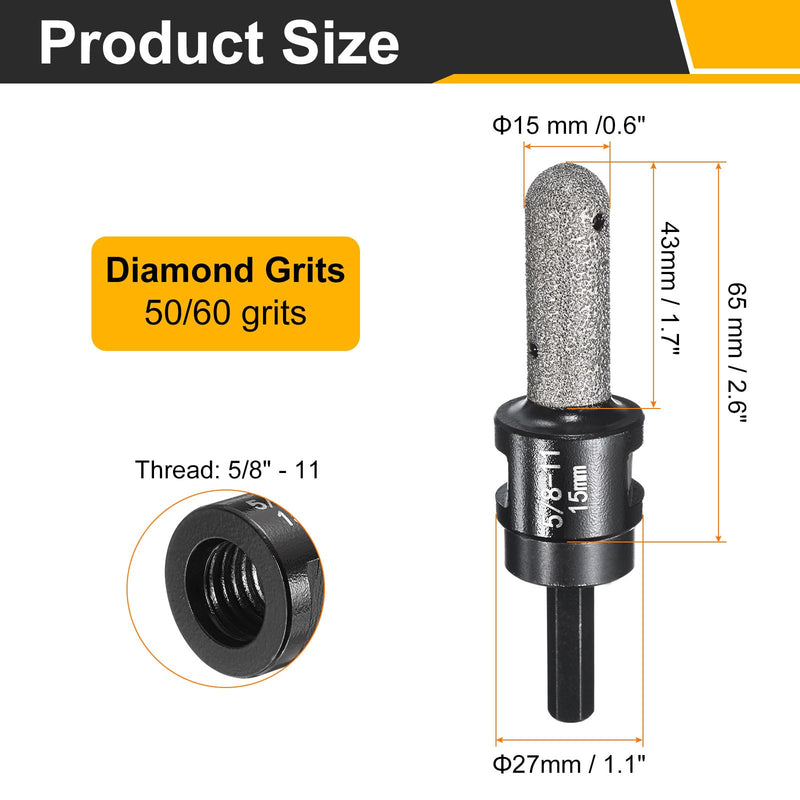 HARFINGTON 4pcs Diamond Finger Shaped Milling Bit 15mm 2 Holes with 5/8"-11 Thread with Conversion for Enlarging Shaping Milling Existing Holes on Marble Countertop, Black 4