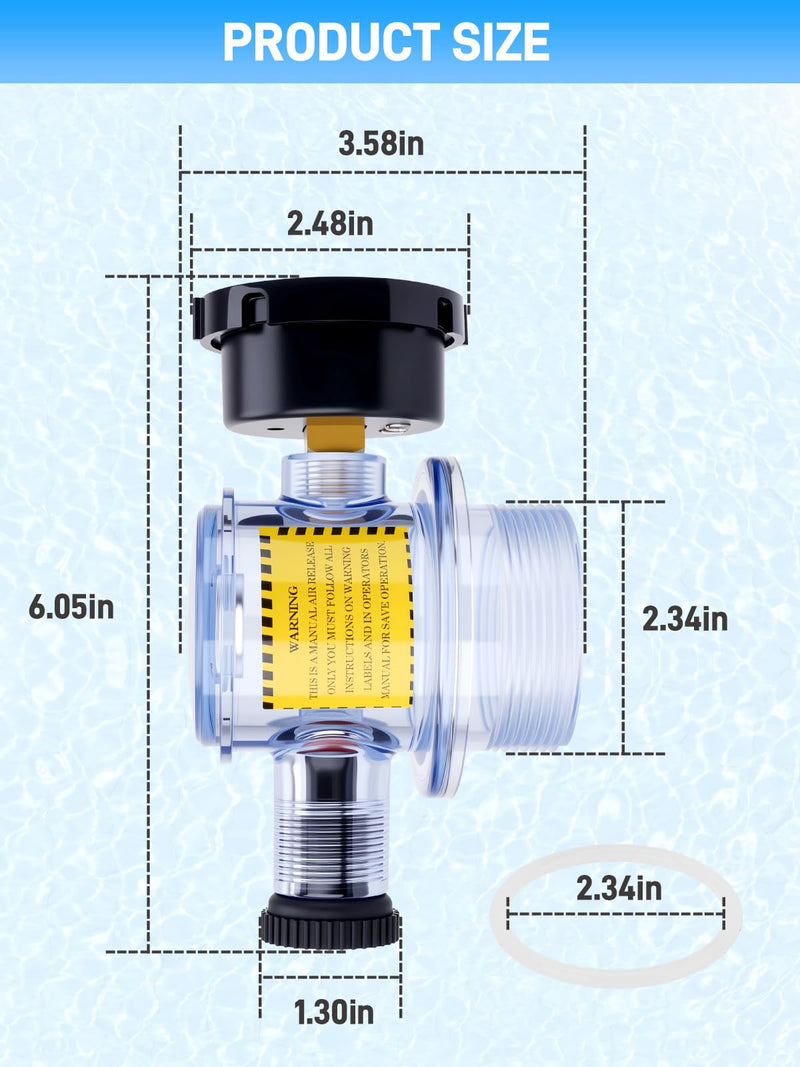 273564Z Manual Air Relief Assembly Clear Body Compatible with Pentair Triton II, Triton C, Triton C-3, TR100C, TR140C, and CLR Pool Spa Sand Filters