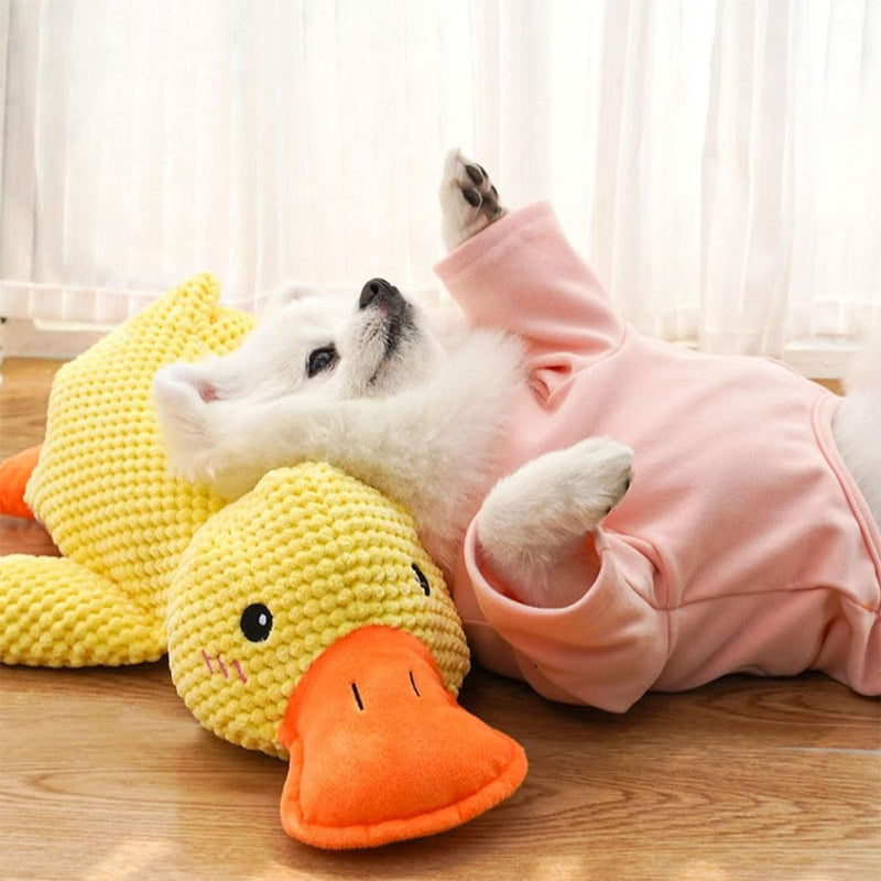 Mellow Dog Calming Duck, The Mellow Ducks Calming Pillow, The Quack-Quack Ducks Dog Toy, Cute Yellow Stuffed Calmings Duck Dog Toys with Soft Squeaker, Interactive Dog Toys for Aggressive Chewers