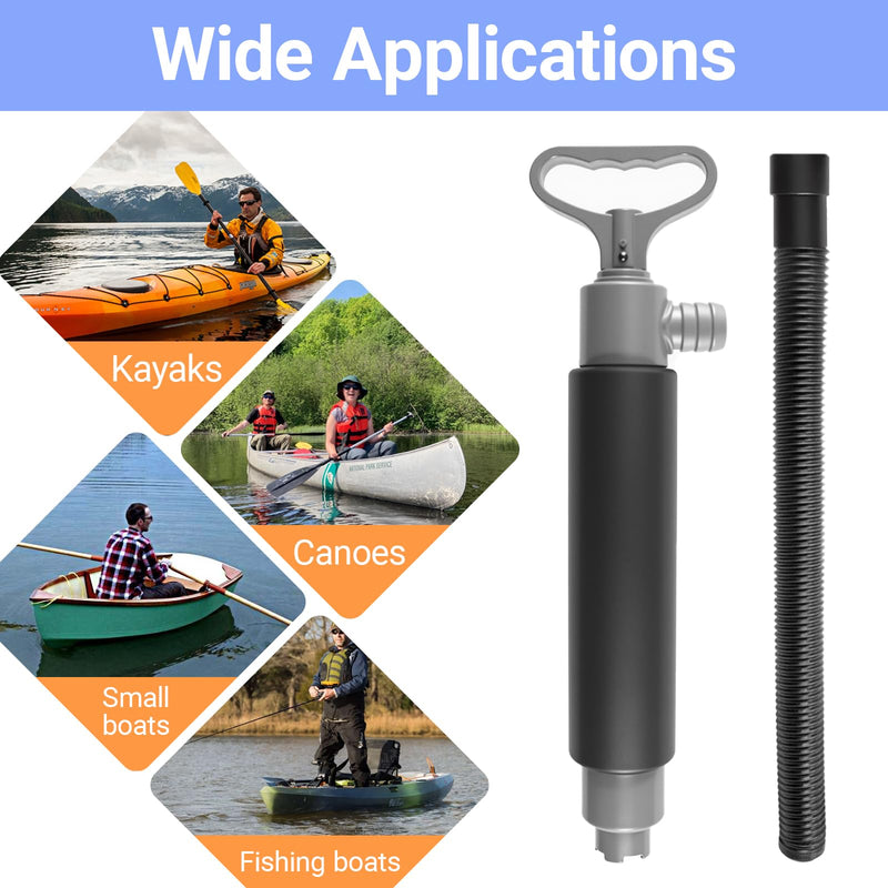 Manual Bilge Pump with Hose - Handheld Water Pump for Kayaks, Canoes & Boats, Emergency Dewatering Tool, 1 Pc