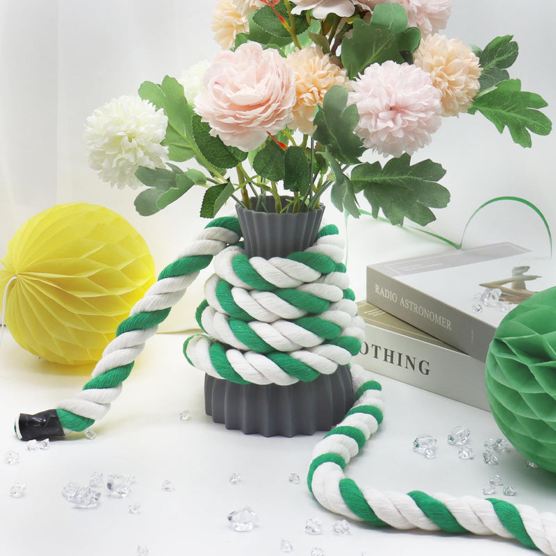 Green and White Cotton Rope 1 Inch x 25 Feet Natural Twisted Cotton Rope 3 Strand Tug of War Rope for Swing,Garden, Home Decor,Indoor&Outdoor Sports,St. Patrick’s Day 1 in x 25 ft Green White