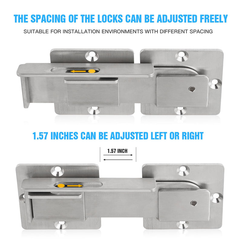 Double gate Latch with Padlock Holes, gate Latch for Wooden Fence,4mm Heavy Duty gate Latch,Adjustable barn Door Latch for Sliding and Swing Open Door