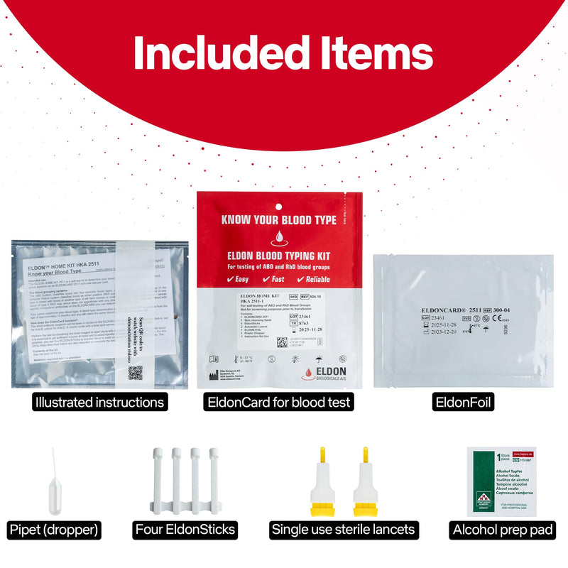 Eldoncard Blood Typing Kit, 3 Test Pack, Know Your Blood Type, Accurate Instant Home Testing, Determine A, O, B, Rhs-D Negative & Positive Groups