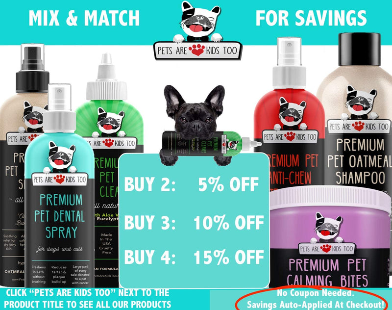 Pets Are Kids Too Premium Pet Dental Spray (Large - 8oz): Eliminate Bad Dog Breath & Bad Cat Breath! Fights Plaque, Tartar & Gum Disease Without Brushing! Add to Water! Digestive Aid! 8 Ounce (1 bottle) - PawsPlanet Australia