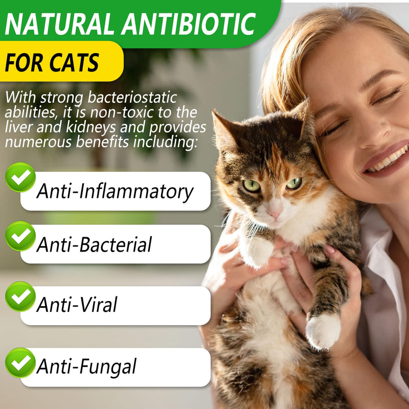 Cat Antibiotics for Infection, Natural Antibiotics for Cats, Cat Multivitamins, Cat Antibiotic Supports Immune and Cat Allergy Itch Relief, Pet Antibiotics Supplements, Chicken Flavor, 4 Fl Oz/2 Pack - PawsPlanet Australia