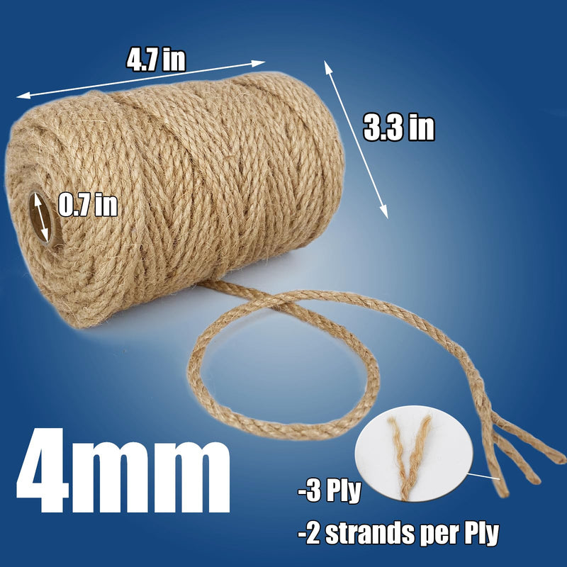 Leecogo 4mm Jute Rope 164 Feet Heavy Duty and Thick Twine Rope for Gardening Arts Crafts Packing Bundling Recycling and Home Decor Brown 164.0 Feet