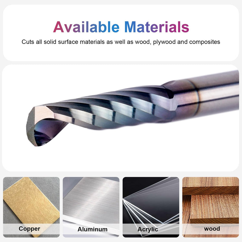 SpeTool O Flute CNC Router Bit 1/4 Inch Shank 1 Inch Cutting Length with Extra Long Life Coating Single Flute End Mill for Acrylic Aluminum Wood Cut 1/4" Dia-1" CL-1/4" Shank