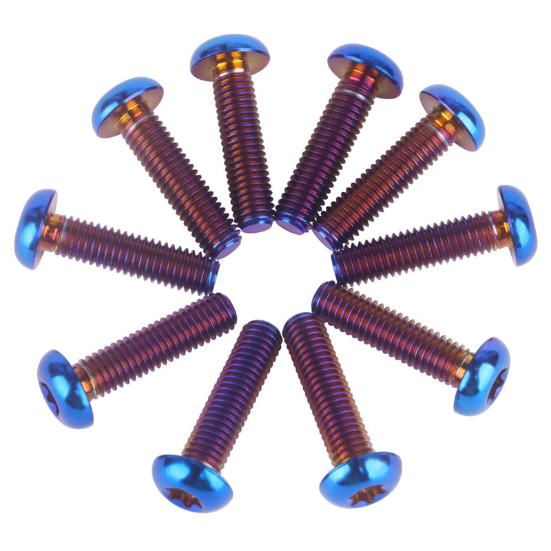 10Pcs Titanium Water Bottle Cage Bolts Torx M5x10 12 15 20 25mm Bicycle Rotor Screws Gr5 (Burnt Blue, M5x20mm) Burnt Blue