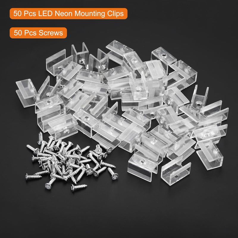 MECCANIXITY Rope Light Mounting Clips, Wall Channel Mounting Holder Accessories for 8mm LED Neon Strip, Translucent, Pack of 50
