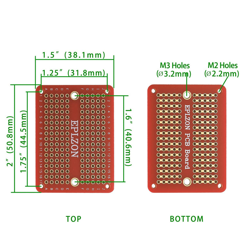 Solderable Breadboard Mini PCB Board Gold-Plated Solder Breadboard for DIY Electronics Projects Apply to Soldering Projects 2.0"x1.5" Mixed Color(Pack of 10 Pcs,RED) Red
