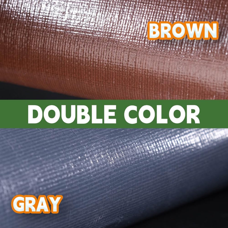RAINDEWAY 4x20 Feet Super Heavy Duty Tarp 18 Mil, UV Resistant, Weatherproof, Multipurpose Waterproof Poly Tarp with Grommets and Reinforced Edges, Brown/Gray Tarp Gray/Brown 4'x20'-Finished Size