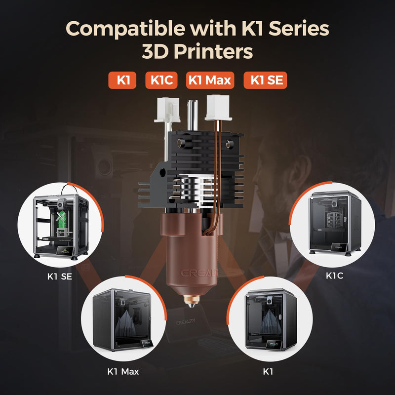 Creality Upgrade K1C/K1 Max/K1 Ceramic Heating Block Kit 3D Printer Accessories,Terminal with Buckle K1 Series Hotend Kit, Supports 300°C High Temperature and 600mm/s High-Speed Printing 60W Fast for K1/K1 Max/K1C/K1 SE