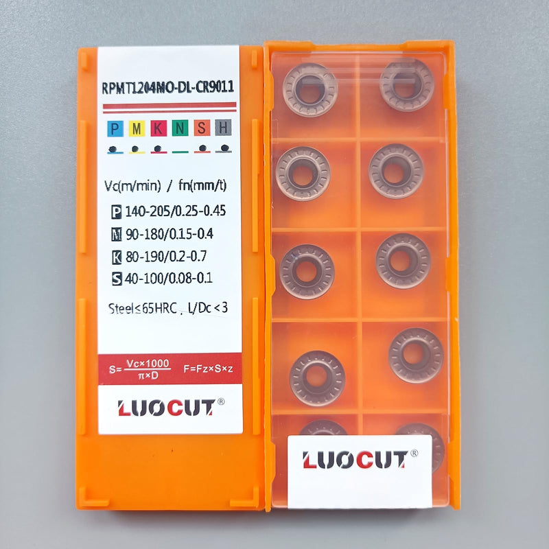 20 pcs CNC R6 Mill Inserts RPMT1204 HRC65 for Process HRC65 Steel-CR9011 RPMT1204MO-DL-CR9011