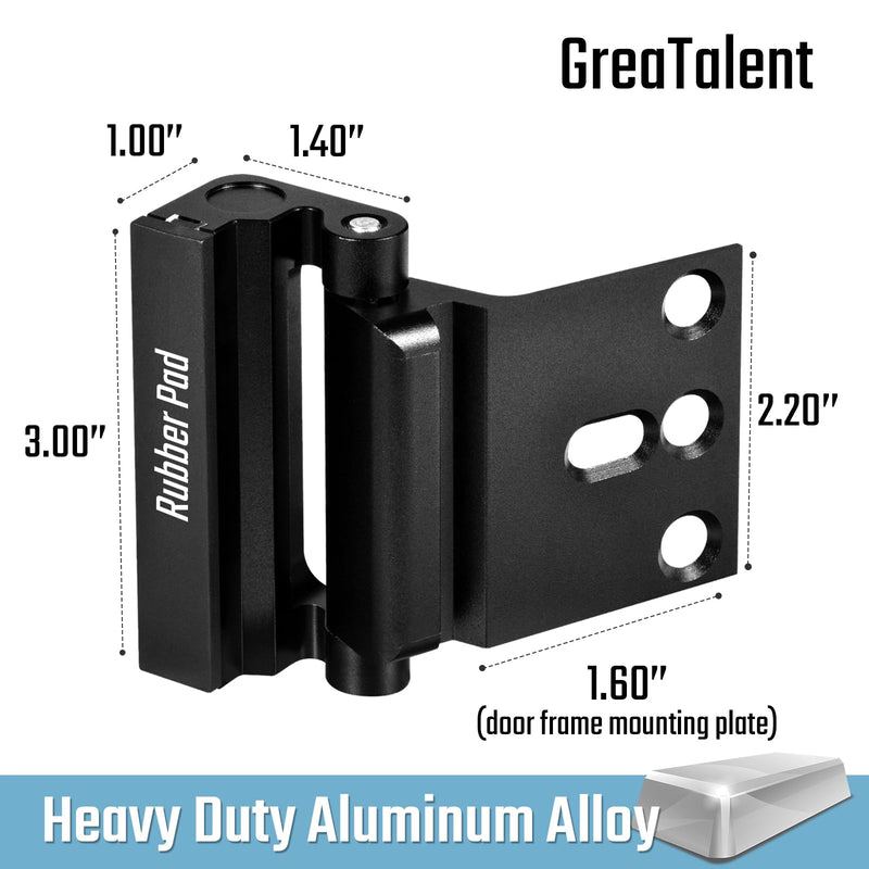 4Pack Home Security Door Reinforcement Lock Childproof, Add High Security to Home Prevent Unauthorized Entry, Aluminum Construction Finish Black Aluminum-4Pack