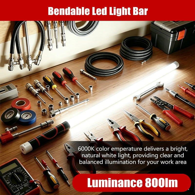 Abnaok Flexible LED Flashlight Stick, 30 in Bendable Mechanic Light with High-Lumen LED, Rechargeable Bendable Flashlight, 3 Lighting Modes, Automotive Illumination Tool for Mechanic Car Repairs