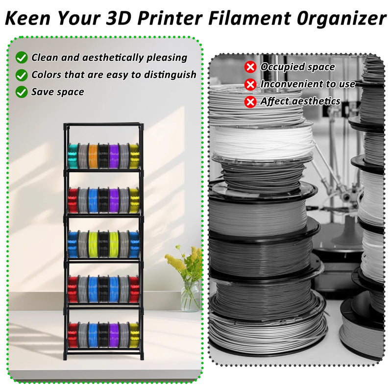 2 Pack 3D Printer Filament Storage Rack, 6-Tier Large Capacity Spool Holder, Heavy Duty Metal Filament Organizer Shelf for PLA/ABS/TPU/Other 3D Printing Materials, Printing Studio & Workshop