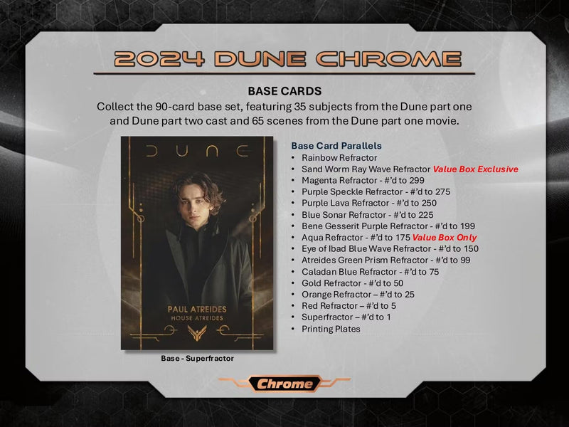 Dune Topps Chrome 7-Pack Blaster Box (Topps 2024) Trading Card Box (1 Sand Worm Ray Wave Parallel Per Box)