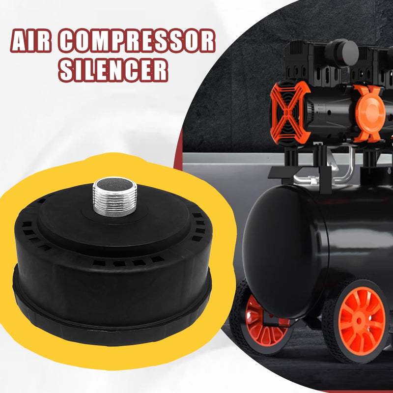 1pcs 25mm/1Inch Air Compressor Noise Reducer Silencer Filter,Plastic Shell Round Muffler Filter, Black Thread Dia:25mm/1Inch