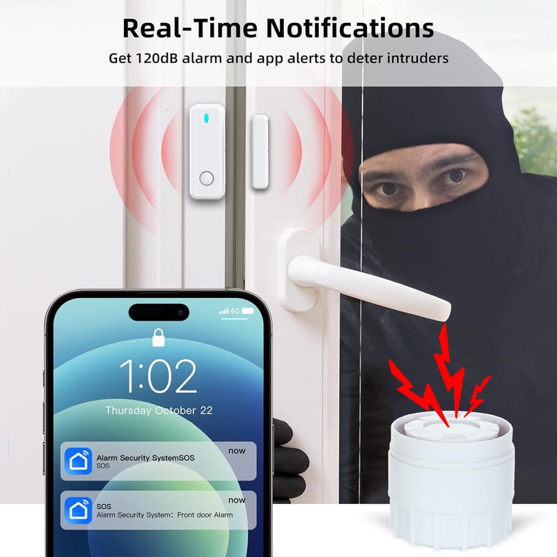 Home Security System, Wireless WiFi Tuya Smart Home Alarm System, No Monthly Fee, for Kids and Pet Safety, Compatible with Alexa and Google, for Apartment House Office, Villa(11 Pieces) G30 Alarm System